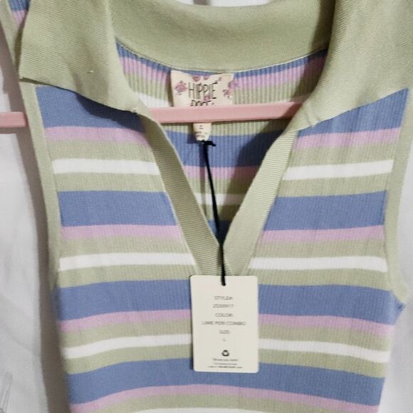 Hippie Rose Stripe Color Block Ruffled Bottom Dress Size: L - Picture 14 of 14